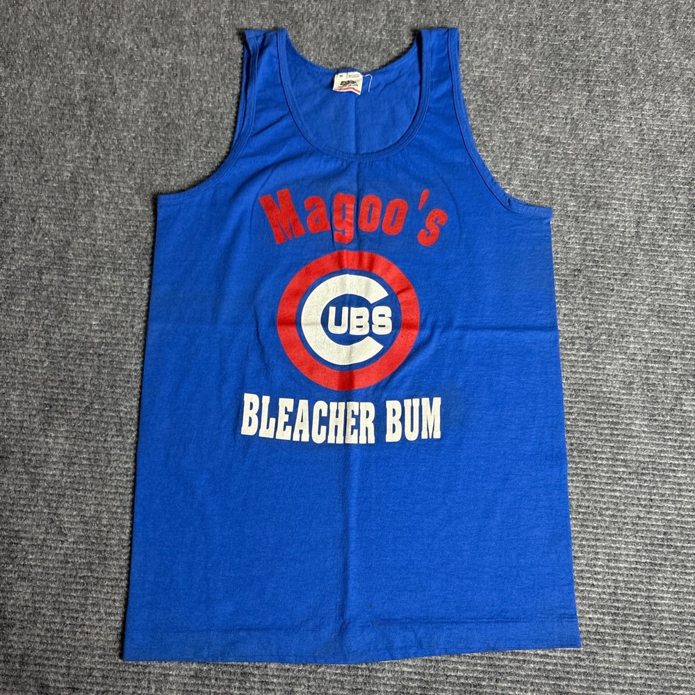 Vintage Magoo's Chicago Cubs Bleacher Bum Tank Top Shirt Mens Medium Blue